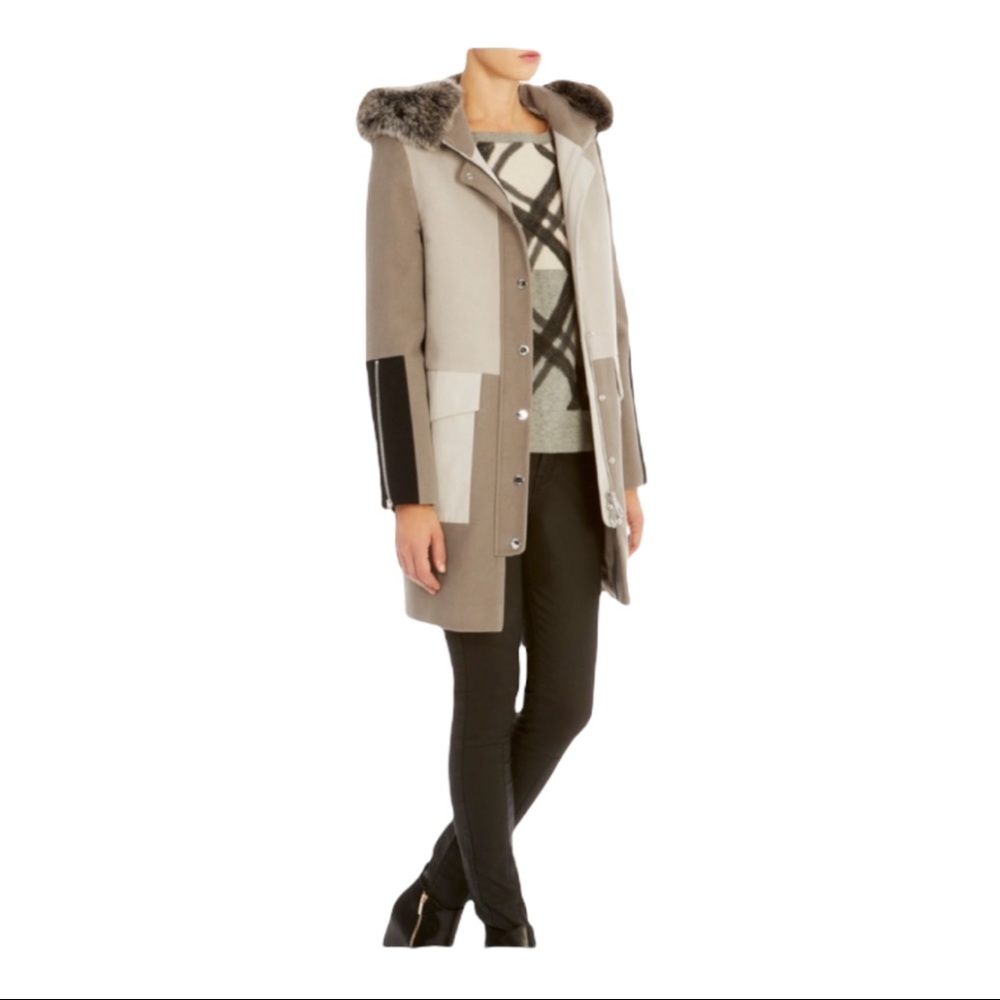 Karen Millen Size 6 Rare Glamorous Faux Fur Parka